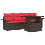 vidaXL Ensemble de canapé de jardin 5 Pièces Marron Poly rotin