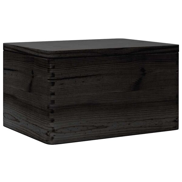 vidaXL Boîte en bois avec couvercle noir 40x30x23cm bois de pin massif