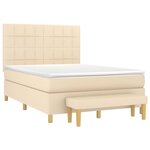 vidaXL Sommier à lattes de lit avec matelas Crème 140x200 cm Tissu