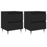vidaXL Tables de chevet 2 Pièces noir 40x35x50 cm bois d’ingénierie