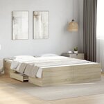 vidaXL Cadre de lit avec tiroirs sans matelas chêne sonoma 150x200 cm