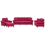 vidaXL Ensemble de canapés 4 Pièces avec coussins rouge bordeaux velours