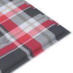 vidaXL Banc de jardin avec coussin à carreaux rouge 112 cm Teck massif