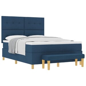 vidaXL Lit à ressorts avec tête de lit Bleu 190 x 140 cm tissu