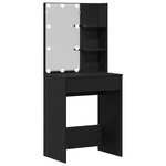 Ensemble de table de maquillage vidaXL avec LED en chêne noir en bois d'ingénierie