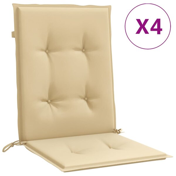 vidaXL Coussins de chaise à dossier bas lot de 4 beige mélangé tissu
