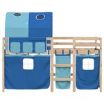 vidaXL Lit mezzanine enfants et tunnel bleu 90x200cm bois pin massif