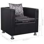 vidaXL Fauteuil cube en similicuir noir