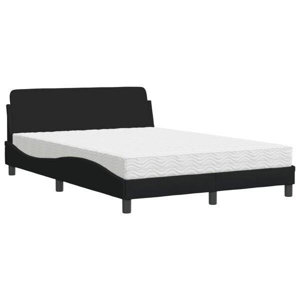 vidaXL Lit avec matelas noir 140x200 cm tissu