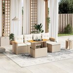 vidaXL Salon de jardin avec coussins 6 Pièces beige résine tressée