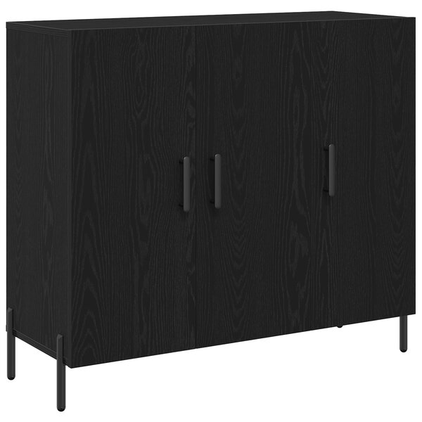 vidaXL Buffet en chêne noir 90x34x80 cm en bois d'ingénierie