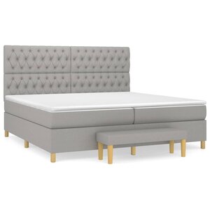 vidaXL Sommier à lattes de lit avec matelas Gris clair 200x200cm Tissu
