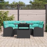 vidaXL Ensemble de canapé de jardin 7 Pièces Noir et turquoise