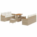 vidaXL Ensemble de canapé de jardin 9 Pièces Beige polyrotin