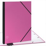 ACROPAQ Carton à dessin A3  A4- 34 x 452 cm- 2 Fermetures élastiques- Dos Extensible- Carton Renforcé- Ecologique FSC- Rose
