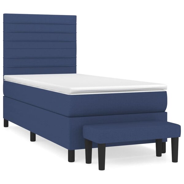 vidaXL Sommier à lattes de lit avec matelas Bleu 80x200 cm Tissu