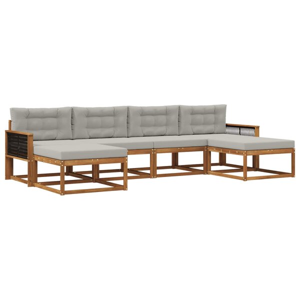 vidaXL Ensemble de canapés d'extérieur 6 pc Naturel et gris clair