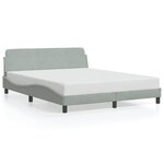 vidaXL Cadre de lit avec tête de lit Gris clair 160x200 cm Velours