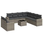 vidaXL Salon de jardin avec coussins 10 Pièces gris résine tressée