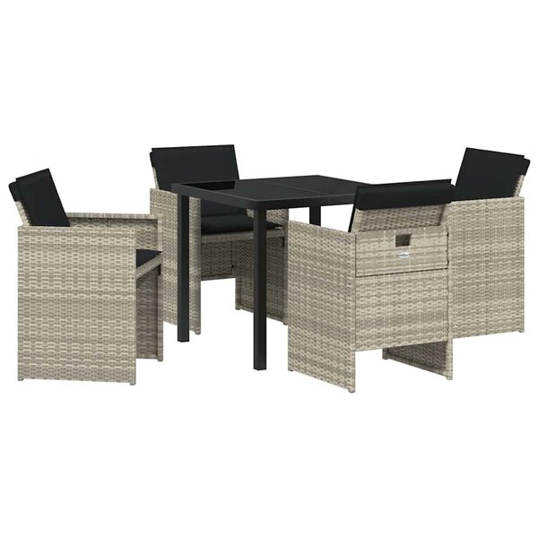 vidaXL Ensemble de salle à manger pour jardin 5 Pièces Gris clair