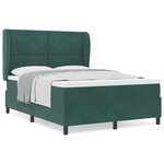 vidaXL Lit à ressorts avec matelas vert foncé  140 x 190 cm  en velours.
