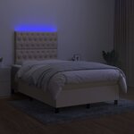 vidaXL Sommier à lattes de lit et matelas et LED Crème 120x200cm Tissu