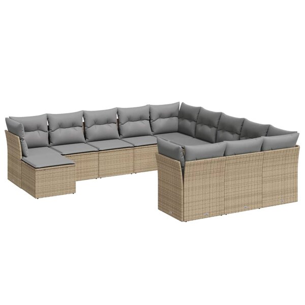 vidaXL Salon de jardin avec coussins 12 Pièces beige résine tressée