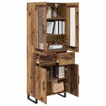 vidaXL Haut Armoire 2 Pièces Bois Ancien Bois Aggloméré et Verre