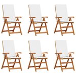 vidaXL Chaise de jardin 6 Pièces Marron 57 x 71.5 x 104cm Teck massif