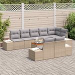 vidaXL Ensemble de canapé de jardin 9 Pièces Beige Poly rotin