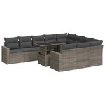 vidaXL Salon de jardin 11 Pièces avec coussins gris résine tressée