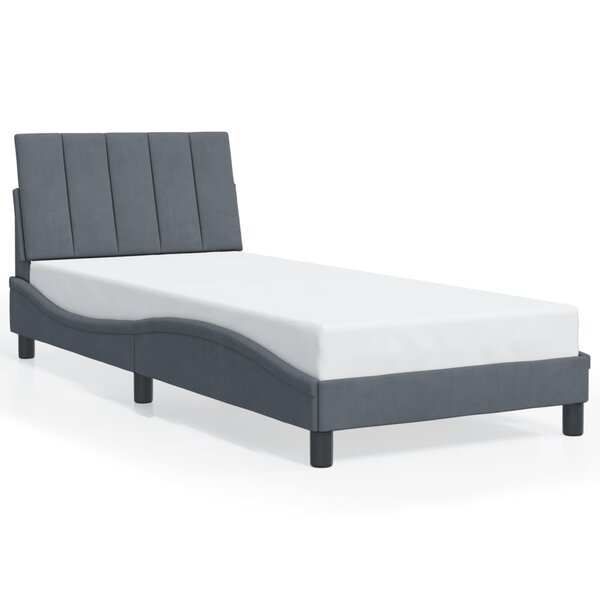 vidaXL Cadre de lit sans matelas Hanko gris foncé 80x200 cm velours