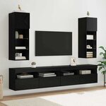 vidaXL Meuble TV mural Chêne noir 30 5 x 30 x 90 cm Bois d'ingénierie