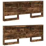 vidaXL Lit Bibliothèque Chêne fumé 180 x 200 cm Bois d'ingénierie