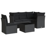 vidaXL Salon de jardin 6 Pièces avec coussins noir résine tressée