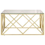 vidaXL Table basse doré acier inoxydable et verre trempé