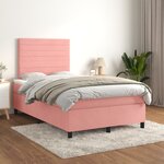 vidaXL Sommier à lattes de lit avec matelas rose 120x190 cm velours
