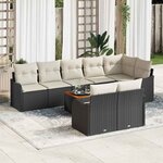 vidaXL Ensemble de canapé de jardin 9 Pièces Noir Poly rotin