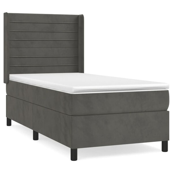 vidaXL Sommier à lattes de lit et matelas Gris foncé 90x190 cm Velours
