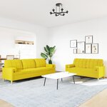 vidaXL Ensemble de canapés 2 Pièces coussins décoratifs jaune clair tissu