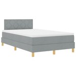 vidaXL Lit à ressorts avec coussin Gris clair 120 x 200 cm tissu