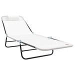 vidaXL Chaise longue pliante 2 Pièces Crème 182 x 55 x 85 5 cm Textilène