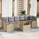 vidaXL Ensemble de canapé de jardin 8 Pièces Beige Poly rotin