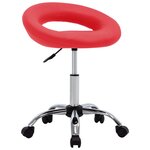 Chaise fauteuil siège de travail roulante similicuir rouge 02_0024080