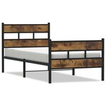 vidaXL Cadre de lit en métal sans matelas chêne fumé 90x190 cm