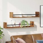 vidaXL Étagère Murale avec étagère 2 Pièces Bois ancien 80 x 16 x 14 cm