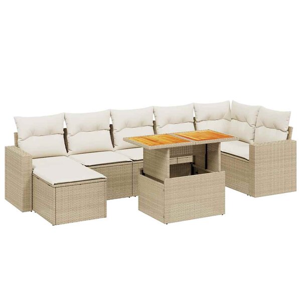 vidaXL Salon de jardin avec coussins 8 Pièces beige résine tressée