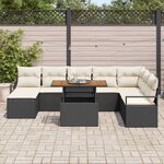 vidaXL Ensemble de canapé de jardin avec coussin 9 Pièces Noir et Crème
