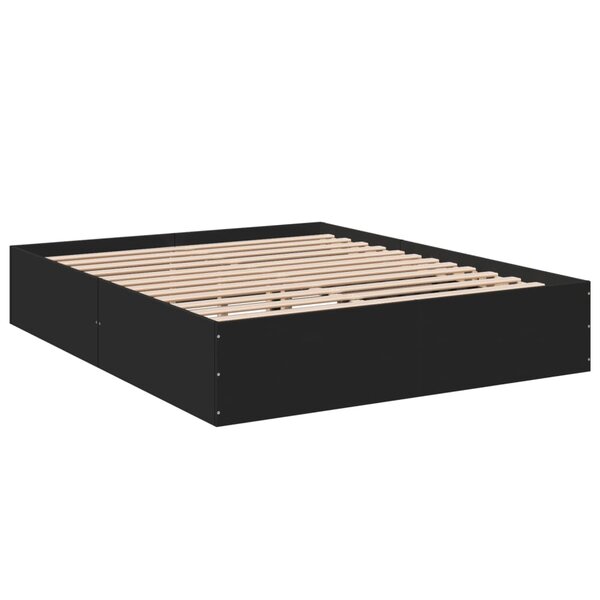 vidaXL Cadre de lit noir 150x200 cm bois d'ingénierie