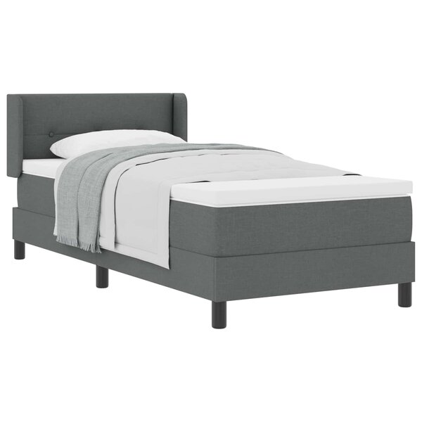 vidaXL Lit à ressorts avec tête de lit Gris foncé 200 x 90 cm tissu